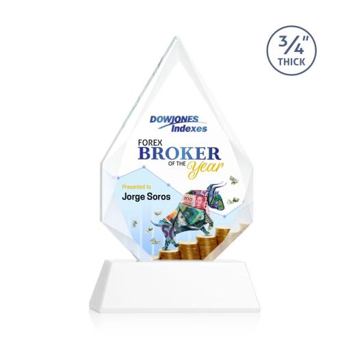 Awards and Trophies - Hawthorne Full Color White on Newhaven Polygon Crystal Award
