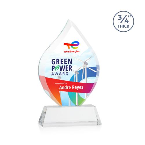 Awards and Trophies - Worthington Full Color Clear on Newhaven Flame Crystal Award