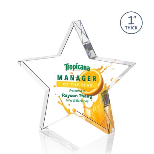 Awards and Trophies - Standing Full Color Star Crystal Award