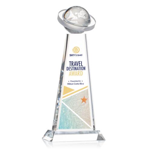 Awards and Trophies - Virago Full Color Globe Crystal Award