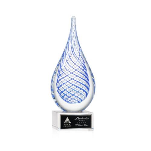 Awards and Trophies - Crystal Awards - Glass Awards - Art Glass Awards - Kentwood Clear on Hancock Base Tear Drop Glass Award