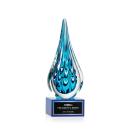 Worchester Blue on Hancock Base Tear Drop Glass Award
