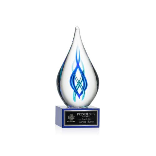 Awards and Trophies - Crystal Awards - Glass Awards - Art Glass Awards - Warrington on Hancock Base - Blue