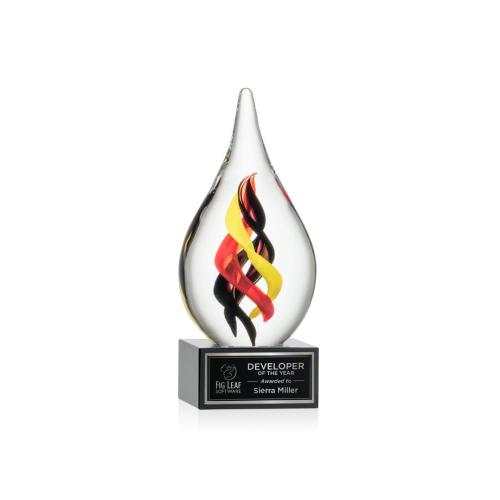 Awards and Trophies - Crystal Awards - Glass Awards - Art Glass Awards - Nottingham on Hancock Base - Black