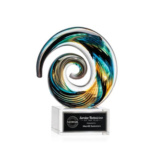 Awards and Trophies - Crystal Awards - Glass Awards - Art Glass Awards - Nazare Clear on Hancock Circle Glass Award