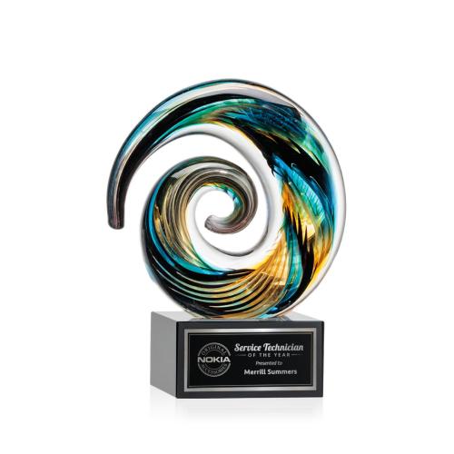 Awards and Trophies - Crystal Awards - Glass Awards - Art Glass Awards - Nazare Black on Hancock Circle Glass Award