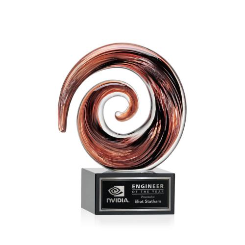 Awards and Trophies - Crystal Awards - Glass Awards - Art Glass Awards - Brighton Black on Hancock Circle Glass Award