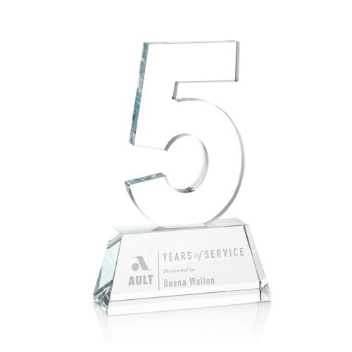 Awards and Trophies - Milestone Optical Clear Number Crystal Award