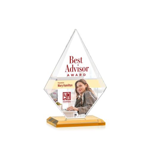 Awards and Trophies - Rideau Full Color Amber Diamond Crystal Award