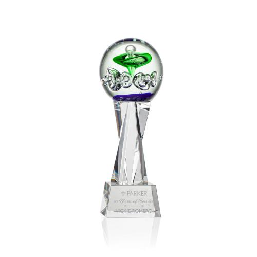 Awards and Trophies - Crystal Awards - Glass Awards - Art Glass Awards - Aquarius Clear on Grafton Base Towers Glass Award