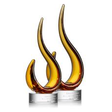 Employee Gifts - Amber Blaze Flame Glass Award