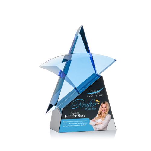 Awards and Trophies - Benita Full Color Black Star Crystal Award