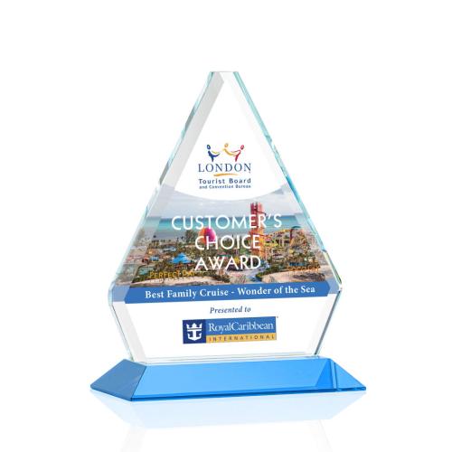 Awards and Trophies - Fyreside Full Color Sky Blue Diamond Crystal Award