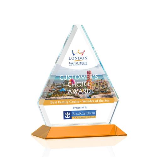 Awards and Trophies - Fyreside Full Color Amber Diamond Crystal Award