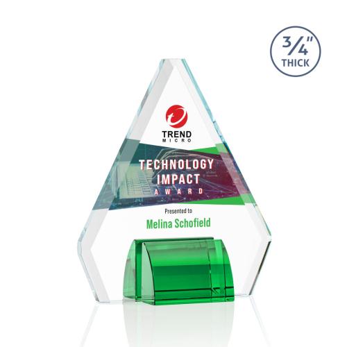 Awards and Trophies - Roxborough Full Color Green Diamond Crystal Award