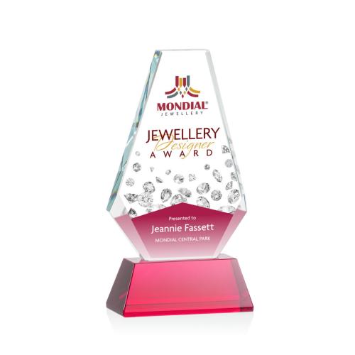 Awards and Trophies - Kingsley Full Color Red Polygon Crystal Award