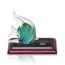 Davos Fish Animals on Rosewood Base Glass Award