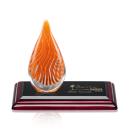 Aventura Tear Drop on Rosewood Base Glass Award