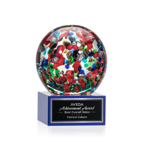 Awards and Trophies - Fantasia Blue on Hancock Base Globe Glass Award
