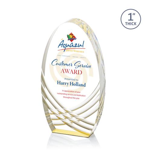 Awards and Trophies - Westbury Full Color Gold Circle Acrylic Award