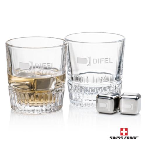 Corporate Gifts - Barware - Gift Sets - Swiss Force® S/S Ice Cubes & 2 Newkirk OTR
