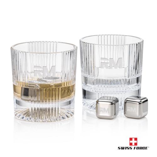 Corporate Gifts - Barware - Gift Sets - Swiss Force® S/S Ice Cubes & 2 Blackwell OTR