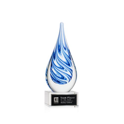 Awards and Trophies - Crystal Awards - Glass Awards - Art Glass Awards - Marlin on Hancock Base - Clear