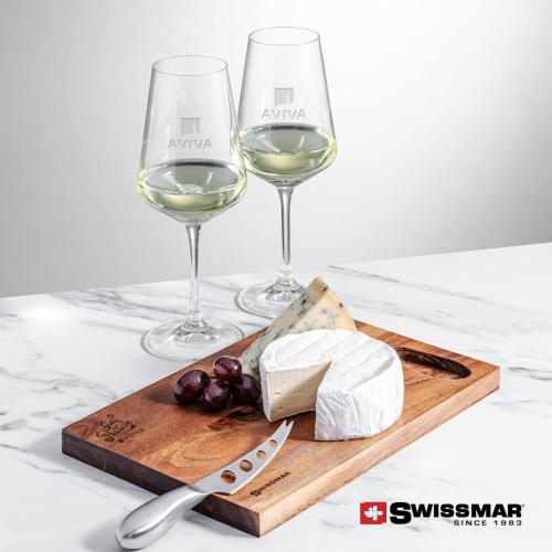 Corporate Gifts - Barware - Gift Sets - Swissmar® Acacia Board &  2 Cannes Wine