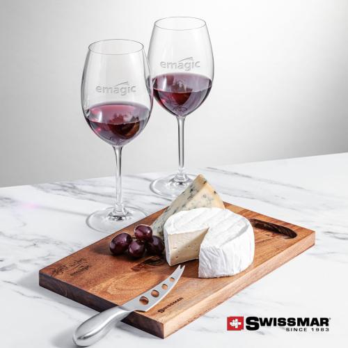 Corporate Gifts - Barware - Gift Sets - Swissmar® Acacia Board &  2 Blyth Wine