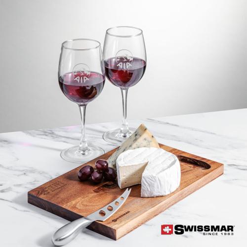 Corporate Gifts - Barware - Gift Sets - Swissmar® Acacia Board &  2 Connoisseur Wine