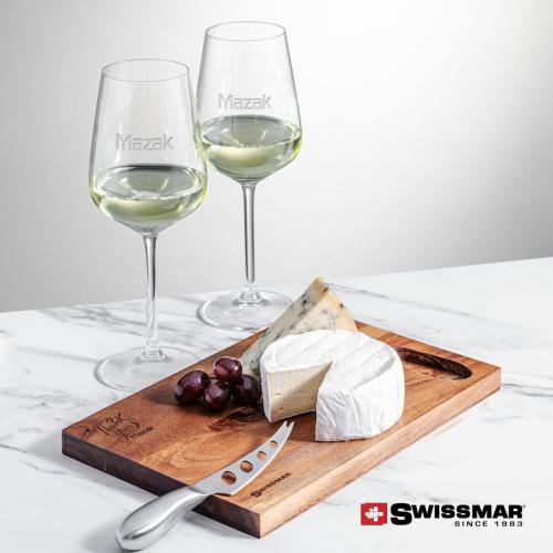 Corporate Gifts - Barware - Gift Sets - Swissmar® Acacia Board &  2 Elderwood Wine