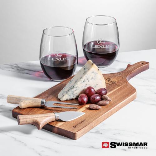 Corporate Gifts - Barware - Gift Sets - Swissmar® Paddle Board & 2 Stanford Stemless Wine