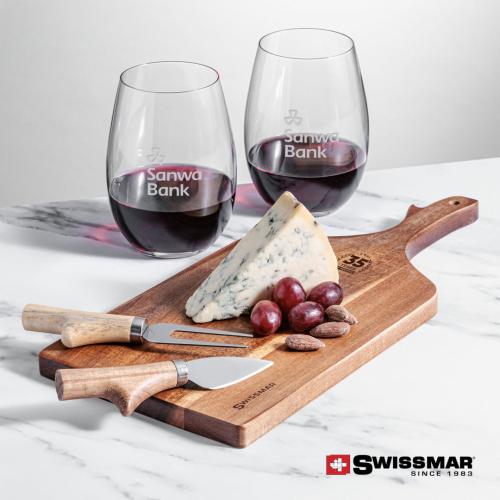 Corporate Gifts - Barware - Gift Sets - Swissmar® Paddle Board & 2 Laurent Stemless Wine
