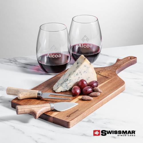 Corporate Gifts - Barware - Gift Sets - Swissmar® Paddle Board & 2 Carlita Stemless Wine