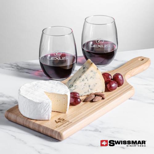 Corporate Gifts - Barware - Gift Sets - Swissmar® Bamboo Board & 2 Stanford Stemless Wine