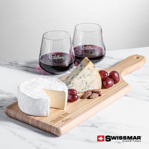 Corporate Gifts - Barware - Gift Sets - Swissmar® Bamboo Board & 2 Breckland Stemless Wine