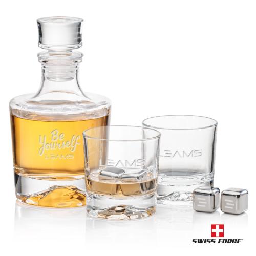 Corporate Gifts - Barware - Gift Sets - Heathfield 3pc Decanter Set & S/S Ice Cubes