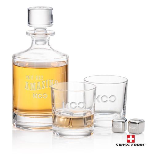Corporate Gifts - Barware - Gift Sets - Whitlock 3pc Decanter Set & S/S Ice Cubes