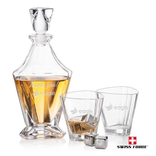 Corporate Gifts - Barware - Gift Sets - Arellano 3pc Decanter Set & S/S Ice Cubes
