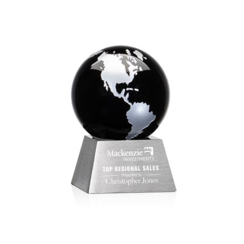 Awards and Trophies - Ryegate Black/Silver Globe Crystal Award