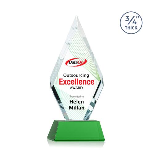 Awards and Trophies - Richmond Full Color Green on Newhaven Diamond Crystal Award