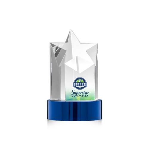 Awards and Trophies - Berkeley Full Color Blue on Stanrich Base Star Crystal Award