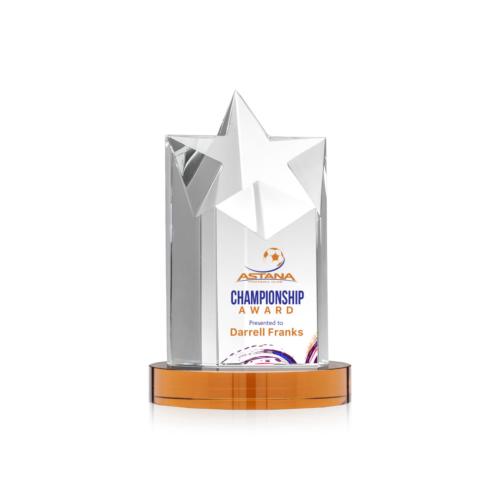 Awards and Trophies - Berkeley Full Color Amber on Condor Base Star Crystal Award