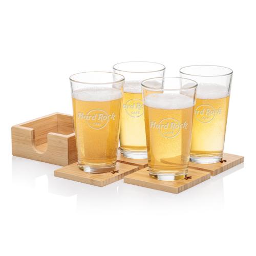 Corporate Gifts - Barware - Gift Sets - Bamboo Coaster Gift Set - Chelsea