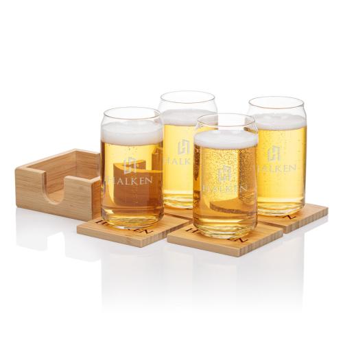 Corporate Gifts - Barware - Gift Sets - Bamboo Coaster Gift Set - Beer Can