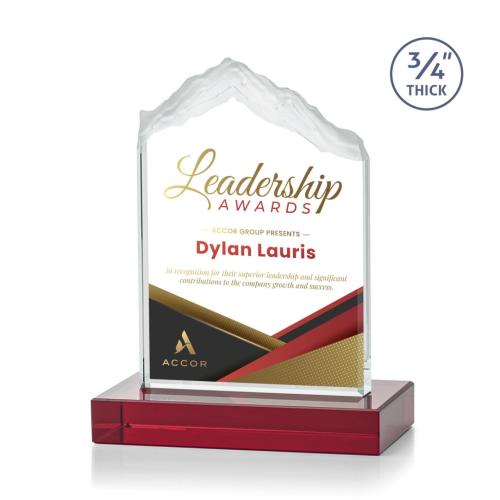 Awards and Trophies - Everest Full Color Red Peaks Crystal Award