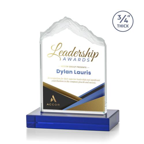 Awards and Trophies - Everest Full Color Blue Peaks Crystal Award