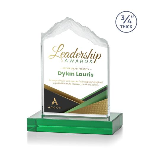 Awards and Trophies - Everest Full Color Green Peaks Crystal Award