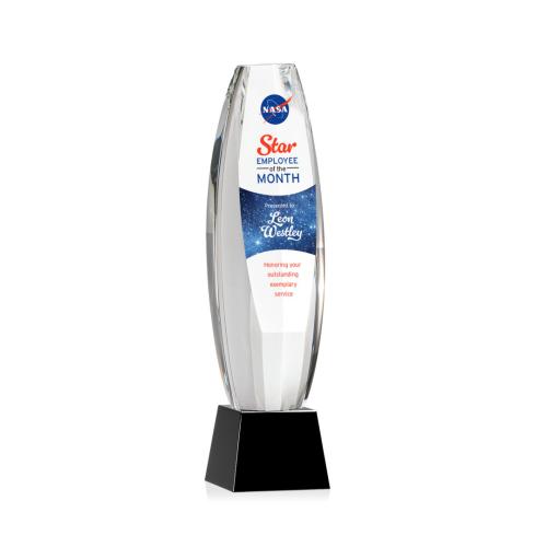 Awards and Trophies - Hoover Full Color Black on Robson Base Towers Crystal Award