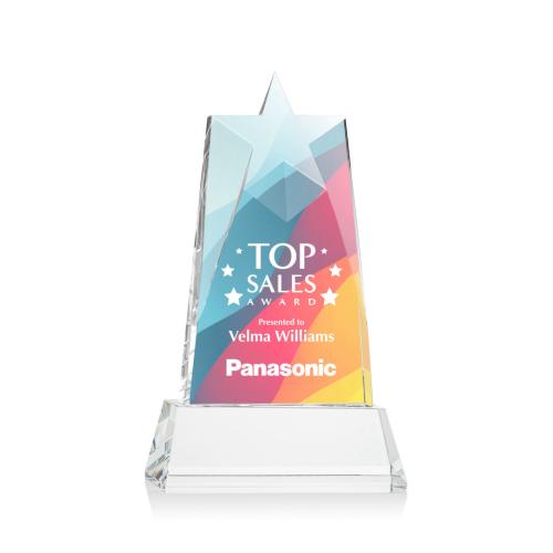 Awards and Trophies - Millington Full Color Clear on Base Star Crystal Award